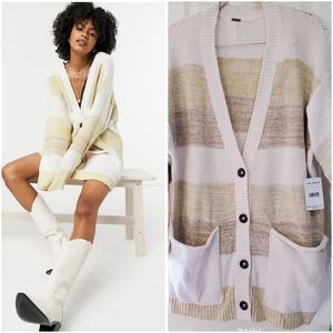 NWT Free People Southport Beach Cozy Cardigan In Grains Combo Size Small